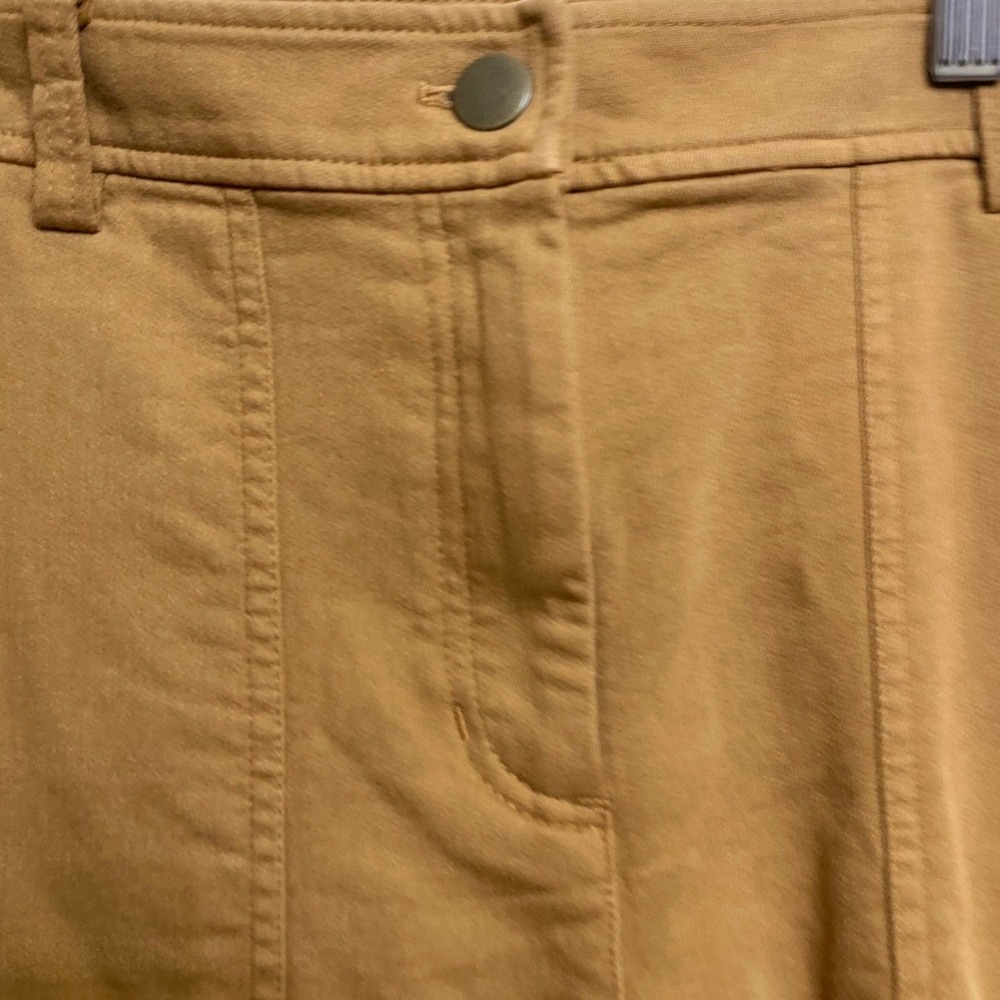 Eileen Fisher Womens Ochre Brown Stretch Cotton Utility Straight Leg Pants 10 - Picture 3 of 5